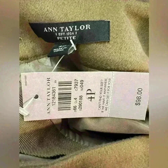 Ann Taylor $98 Wool Mini Skirt Olive Brown Business Secretary Professional - Picture 3 of 4